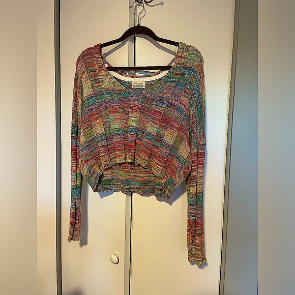UO Micah Rainbow Ribbed V-Neck Sweater - Picture 5 of 7